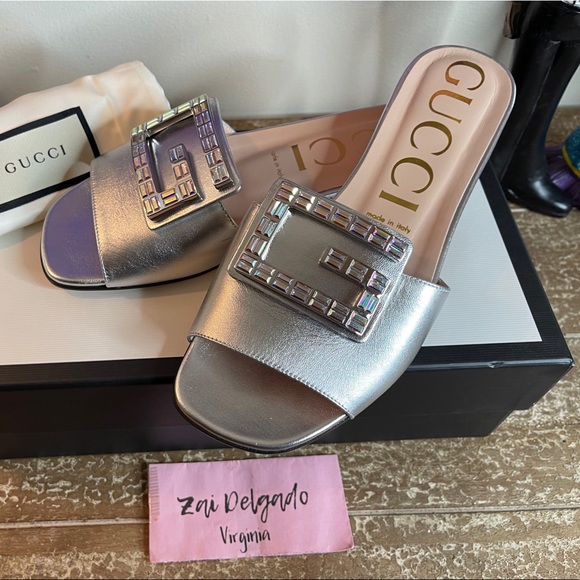 ♥️SOLD♥️ Gucci Crystal Square Sandals - Picture 6 of 11